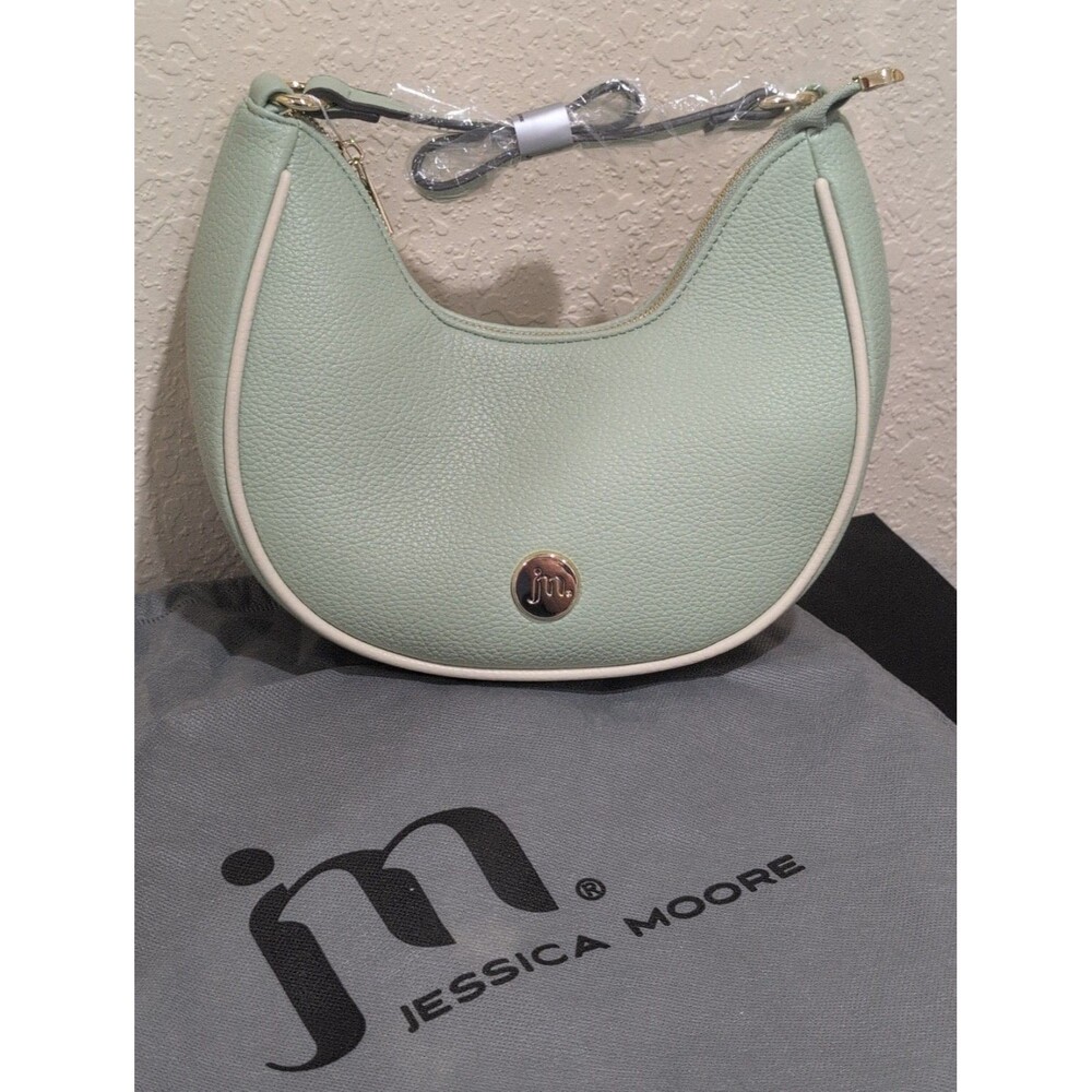 NWT Jessica Moore Crescent Shoulder Bag Mint Green & Dust Bag Purse Handbag